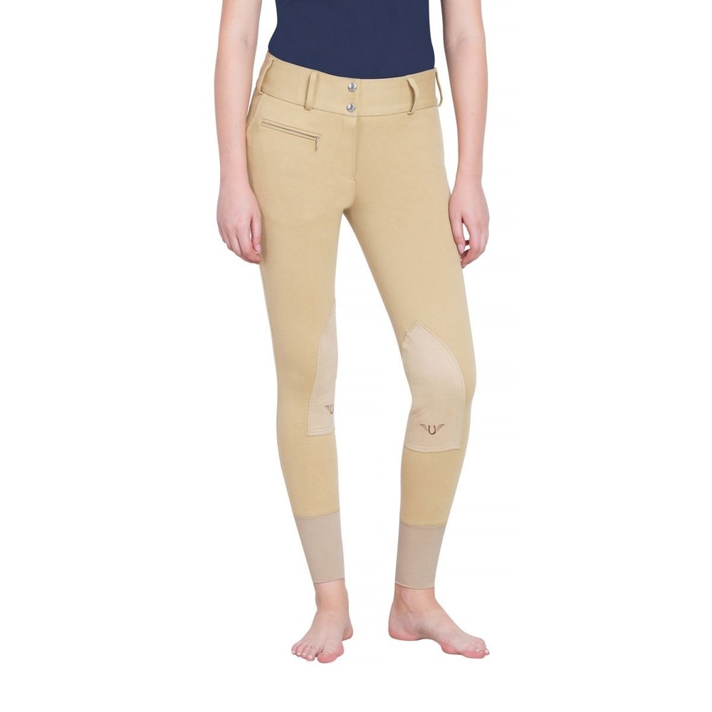 TuffRider Unifleece riding breeches Cotton Lowrise Pull On Light Tan Size 28